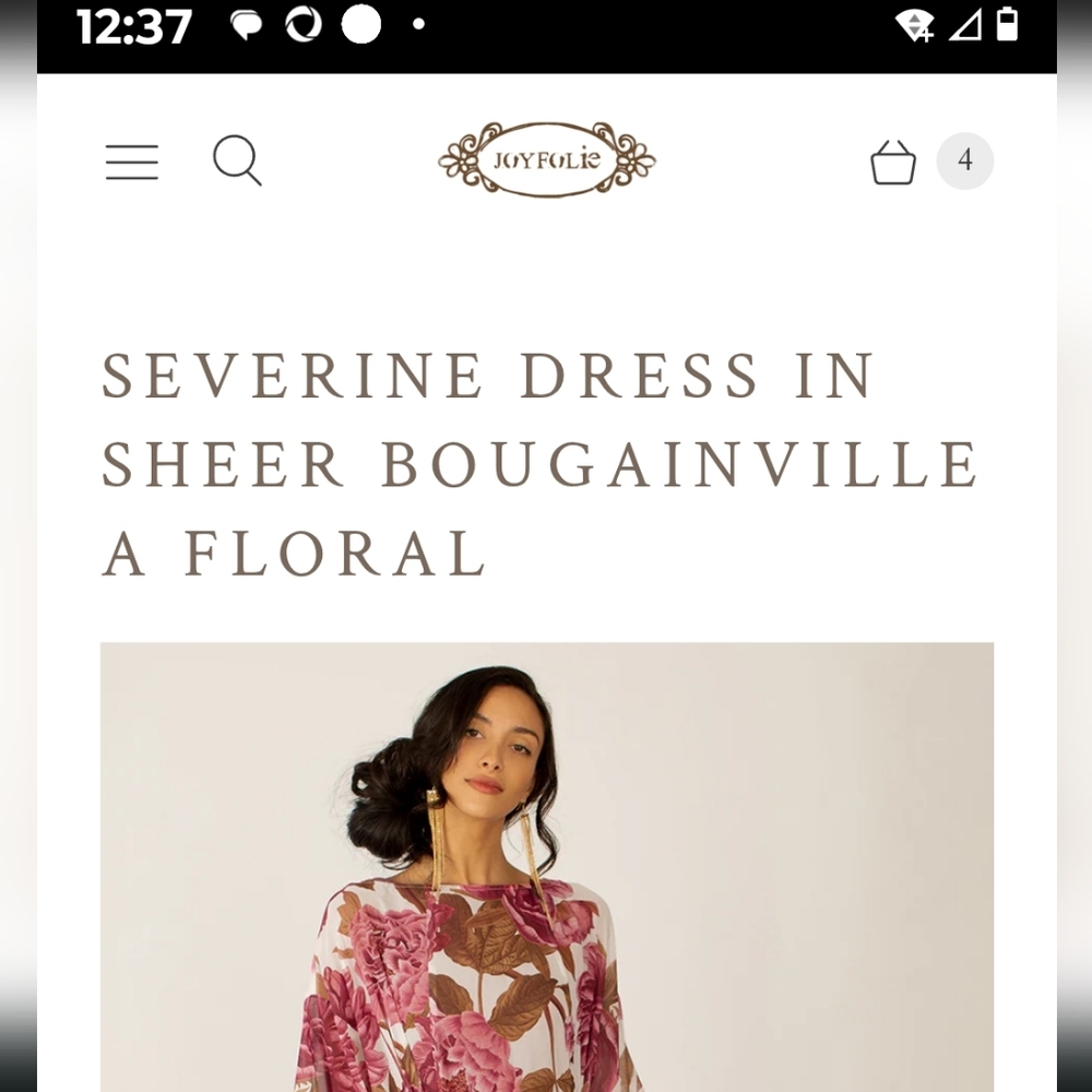 JOYFOLIE SEVERINE DRESS IN SHEER BOUGAINVILLE A FLORAL - Picture 11 of 12